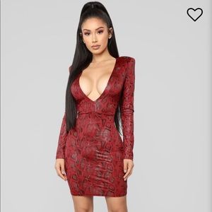 Fashion Nova She’s a Snake Mini Dress Red XL
